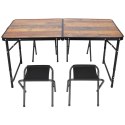 STOLIK TURYSTYCZNY SKŁADANY KEMPINGOWY 120X60X70/62/55CM I 4 KRZESŁA DREWNO