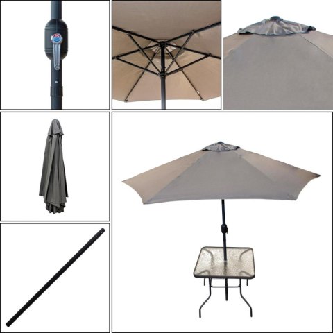 ZESTAW MEBLI OGRODOWYCH SYDNEY STÓŁ 4 KRZESŁA I PARASOL SZARY ZESTAW MEBLI OGRODOWYCH SYDNEY STÓŁ 4 KRZESŁA I PARASOL SZARY