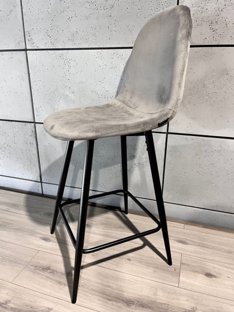 Krzesło barowe AVA GREY VELVET hoker BAR