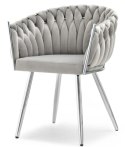 Krzesło plecione Lugano fotel TRECCIA GREY VELVET SILVER