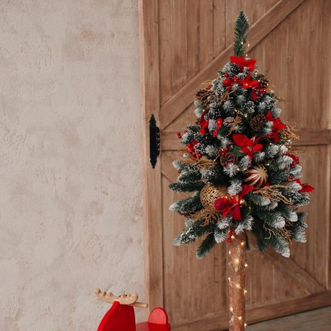 CHOINKA NA PNIU 100CM JODŁA DIAMENTOWA + SZYSZKI + JARZĘBINA