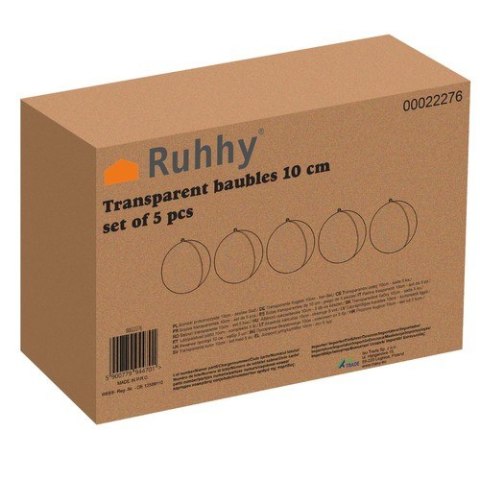 Bombki przezroczyste 10cm- zestaw 5szt Ruhhy 22276 Bombki przezroczyste 10cm- zestaw 5szt Ruhhy 22276