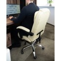 Fotel biurowy z podnóżkiem- beżowy Malatec 23287