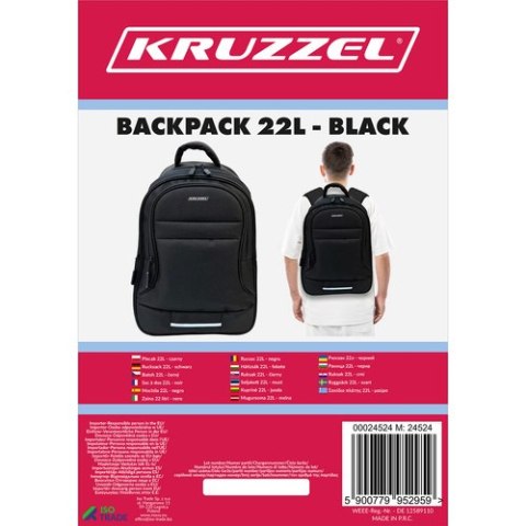 Plecak 22L - czarny Kruzzel 24524 Plecak 22L - czarny Kruzzel 24524