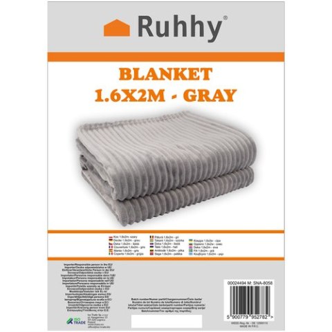Koc 1,6x2m- szary Ruhhy 24494 Koc 1,6x2m- szary Ruhhy 24494