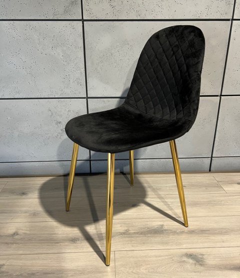 Krzesło tapicerowane CARO VELVET BLACK GOLD II GATUNEK Krzesło tapicerowane CARO VELVET BLACK GOLD II GATUNEK