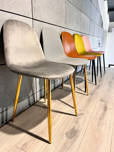 Krzesło tapicerowane GIULIA VELVET GREY GOLD Krzesło tapicerowane GIULIA VELVET GREY GOLD