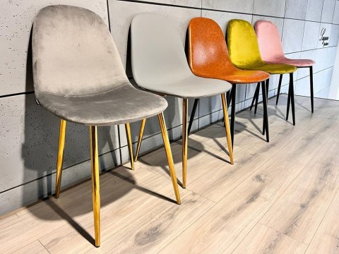 Krzesło tapicerowane GIULIA VELVET GREY GOLD Krzesło tapicerowane GIULIA VELVET GREY GOLD