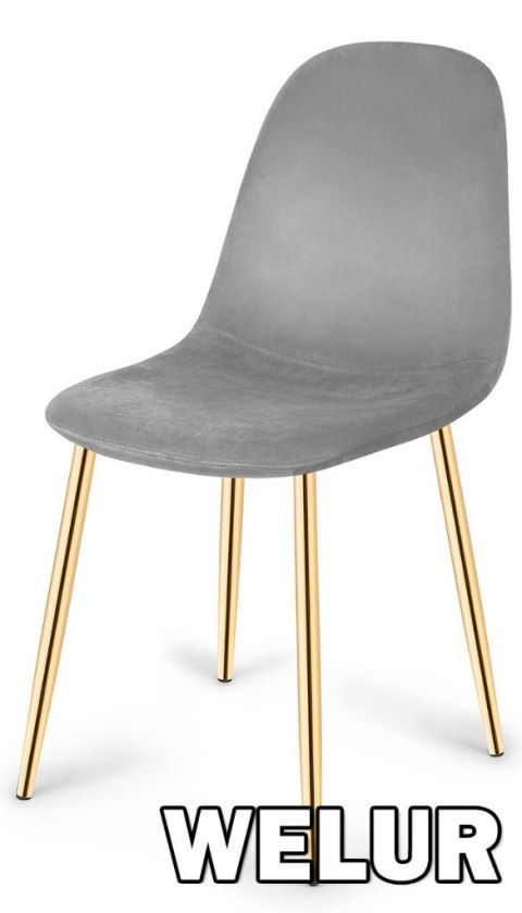 Krzesło tapicerowane GIULIA VELVET GREY GOLD Krzesło tapicerowane GIULIA VELVET GREY GOLD