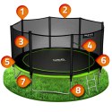 TrampolTRAMPOLINA OGRODOWA NEO-SPORT 12FT 374CM + SIATKA ZEWNĘTRZNA + DRABINKA