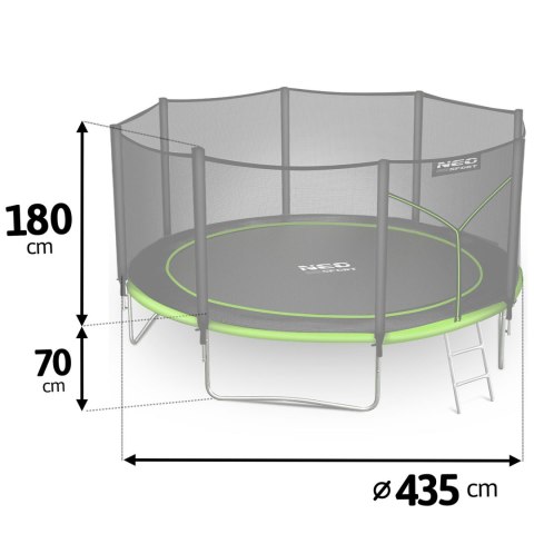 TRAMPOLINA OGRODOWA NEO-SPORT 14FT 435CM + SIATKA ZEWNĘTRZNA + DRABINKA TRAMPOLINA OGRODOWA NEO-SPORT 14FT 435CM + SIATKA ZEWNĘTRZNA + DRABINKA