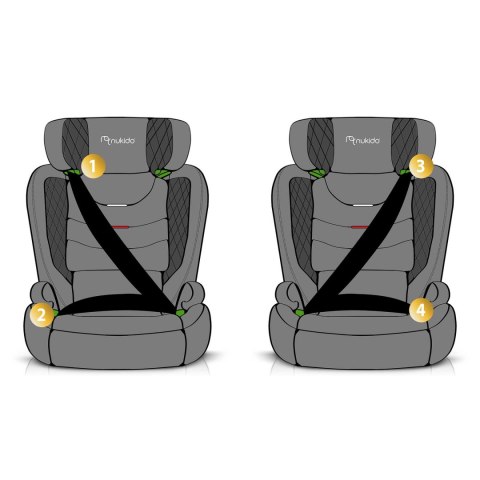 Fotelik samochodowy Nukido Louis czarno-szary 15-36 kg ISOFIX Fotelik samochodowy Nukido Louis czarno-szary 15-36 kg ISOFIX