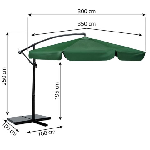 Parasol ogrodowy składany 6 segmentowy 350 cm z pokrowcem Plonos PL-880 Parasol ogrodowy składany 6 segmentowy 350 cm z pokrowcem Plonos PL-880