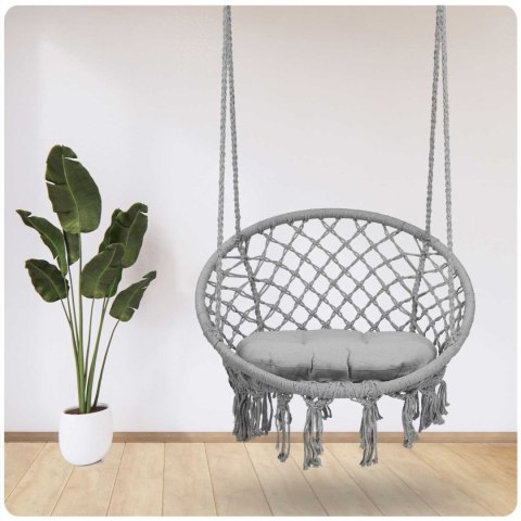 FOTEL WISZĄCY DO OGRODU – HUŚTAWKA BOCIANIE GNIAZDO XXL BOHO SZARY+PODUSZKA FOTEL WISZĄCY DO OGRODU – HUŚTAWKA BOCIANIE GNIAZDO XXL BOHO SZARY+PODUSZKA