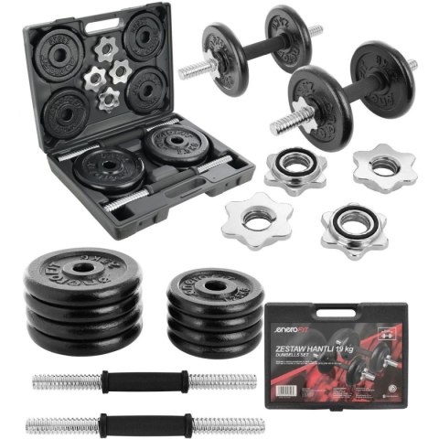 HANTLA ŻELIWNA 19 KG ( 2x9.5 KG ) WALIZKA ENERO FIT HANTLA ŻELIWNA 19 KG ( 2x9.5 KG ) WALIZKA ENERO FIT