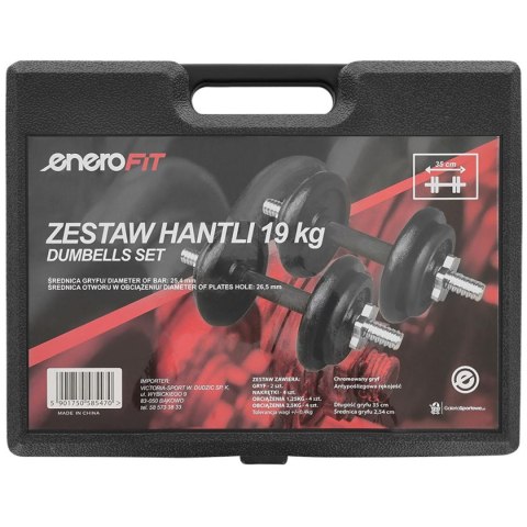 HANTLA ŻELIWNA 19 KG ( 2x9.5 KG ) WALIZKA ENERO FIT HANTLA ŻELIWNA 19 KG ( 2x9.5 KG ) WALIZKA ENERO FIT