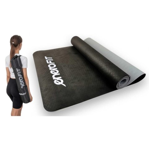 MATA DO JOGI I FITNESS TPE ANTYPOŚLIZGOWA CZARNO-SZARA ENERO FIT MATA DO JOGI I FITNESS TPE ANTYPOŚLIZGOWA CZARNO-SZARA ENERO FIT