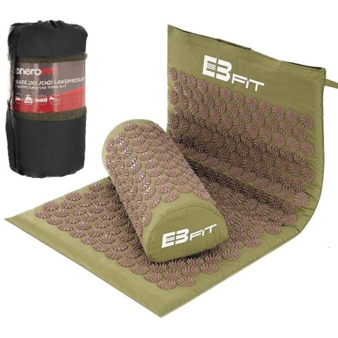 MATA Z PODUSZKĄ DO AKUPRESURY JOGI MASAŻU ZIELONO BRĄZOWA 68x42x2CM EB FIT MATA Z PODUSZKĄ DO AKUPRESURY JOGI MASAŻU ZIELONO BRĄZOWA 68x42x2CM EB FIT