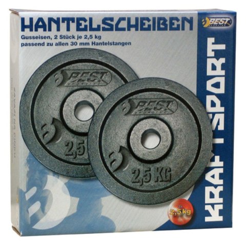 OBCIĄŻENIE ŻELIWNE CZARNE 2x2,5 KG BEST SPORTING fi 30MM OBCIĄŻENIE ŻELIWNE CZARNE 2x2,5 KG BEST SPORTING fi 30MM