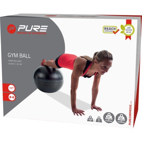 PIŁKA DO ĆWICZEŃ FITNESS 65CM CZARNA PURE 2 IMPROVE PIŁKA DO ĆWICZEŃ FITNESS 65CM CZARNA PURE 2 IMPROVE