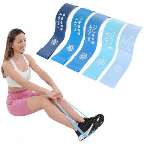 ZESTAW GUM DO ĆWICZEŃ FITNESS CROSSFIT MINI BLUE BAND 5W1 ENERO FIT ZESTAW GUM DO ĆWICZEŃ FITNESS CROSSFIT MINI BLUE BAND 5W1 ENERO FIT