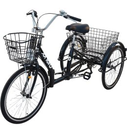 ROWER 3-KOŁOWY 24 CZARNY SHIMANO 7-BIEGOWY OBNIŻONA RAMA 1060972