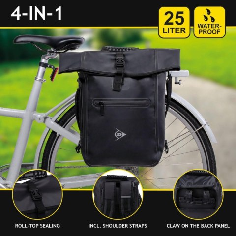 SAKWA PLECAK TORBA ROWEROWA NA TYŁ BAGAŻNIK 4W1 25L CZARNA DUNLOP SAKWA PLECAK TORBA ROWEROWA NA TYŁ BAGAŻNIK 4W1 25L CZARNA DUNLOP