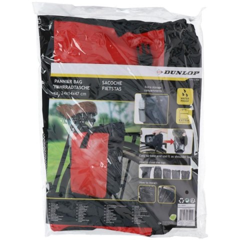 SAKWA TORBA ROWEROWA WODOSZCZELNA TYLNIA NA BAGAŻNIK CZERWONA 15L DUNLOP SAKWA TORBA ROWEROWA WODOSZCZELNA TYLNIA NA BAGAŻNIK CZERWONA 15L DUNLOP
