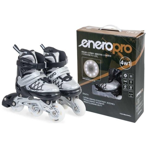 ŁYŻWOROLKI-WROTKI-ŁYŻWY 4W1 ENERO PRO LED 26-29 SZARE ŁYŻWOROLKI-WROTKI-ŁYŻWY 4W1 ENERO PRO LED 26-29 SZARE