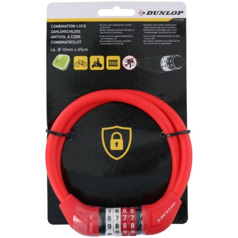 ZAPIĘCIE ROWEROWE DUNLOP LINKA SZYFR 1.0x65CM - CZERWONY ZAPIĘCIE ROWEROWE DUNLOP LINKA SZYFR 1.0x65CM - CZERWONY