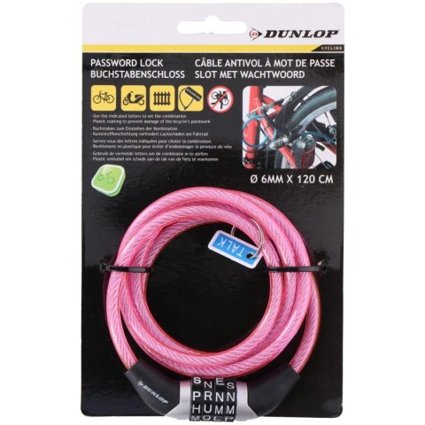 ZAPIĘCIE ROWEROWE DUNLOP SPIRALNE SZYFR 0.6x120CM - RÓŻ ZAPIĘCIE ROWEROWE DUNLOP SPIRALNE SZYFR 0.6x120CM - RÓŻ