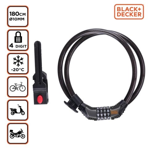 ZAPIĘCIE ROWEROWE LINKA NA SZYFR 10x1800MM Z UCHWYTEM BLACK+ DECKER ZAPIĘCIE ROWEROWE LINKA NA SZYFR 10x1800MM Z UCHWYTEM BLACK+ DECKER