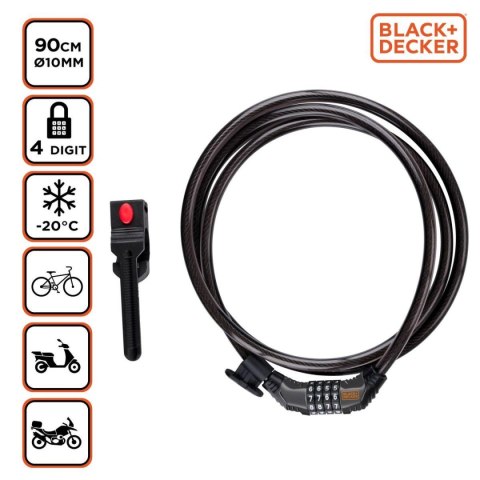 ZAPIĘCIE ROWEROWE LINKA NA SZYFR 10x900MM Z UCHWYTEM BLACK+DECKER ZAPIĘCIE ROWEROWE LINKA NA SZYFR 10x900MM Z UCHWYTEM BLACK+DECKER