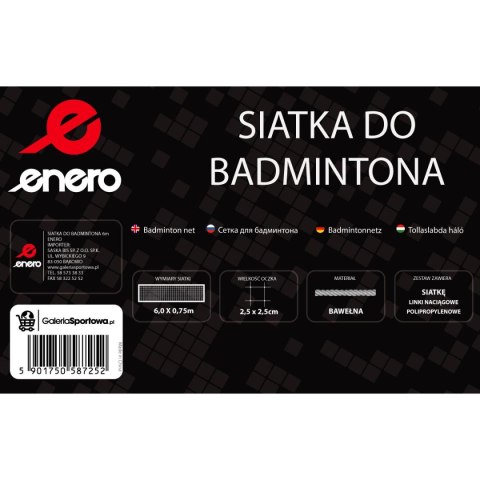 SIATKA DO BADMINTONA 6x0,75M ENERO SIATKA DO BADMINTONA 6x0,75M ENERO