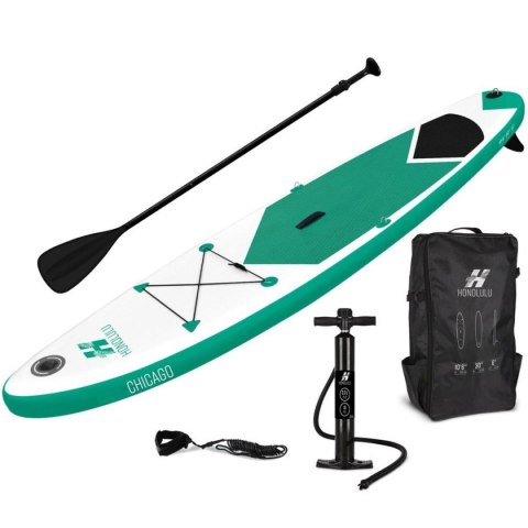 ZESTAW DESKA SUP 150KG DMUCHANA HONOLULU 320x76x15CM ZIELONA ZESTAW DESKA SUP 150KG DMUCHANA HONOLULU 320x76x15CM ZIELONA
