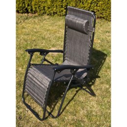 LEŻAK OGRODOWY SKŁADANY WIELOFUNKCYJNY 175X52/65X107CM SZARY