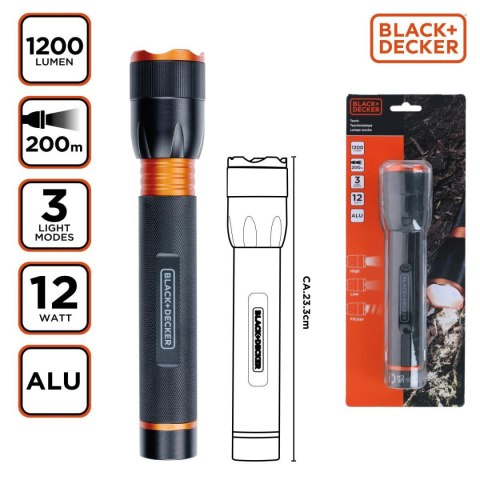 LATARKA TAKTYCZNA ALUMINIOWA 12W 1200LUMENÓW BLACK + DECKER LATARKA TAKTYCZNA ALUMINIOWA 12W 1200LUMENÓW BLACK + DECKER