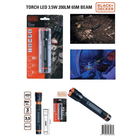 LATARKA TAKTYCZNA ALUMINIOWA 3,5W 200LUMENÓW BLACK + DECKER LATARKA TAKTYCZNA ALUMINIOWA 3,5W 200LUMENÓW BLACK + DECKER