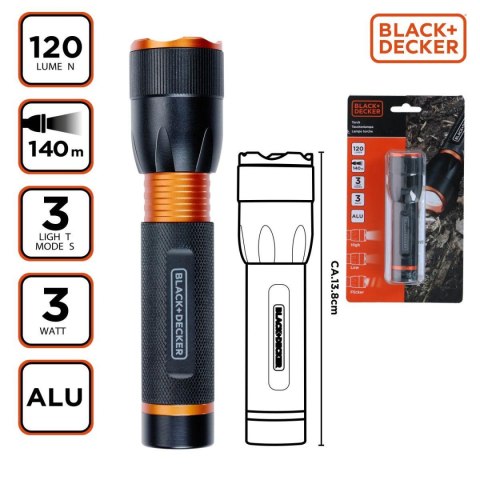 LATARKA TAKTYCZNA ALUMINIOWA 3W 120LUMENÓW BLACK + DECKER LATARKA TAKTYCZNA ALUMINIOWA 3W 120LUMENÓW BLACK + DECKER