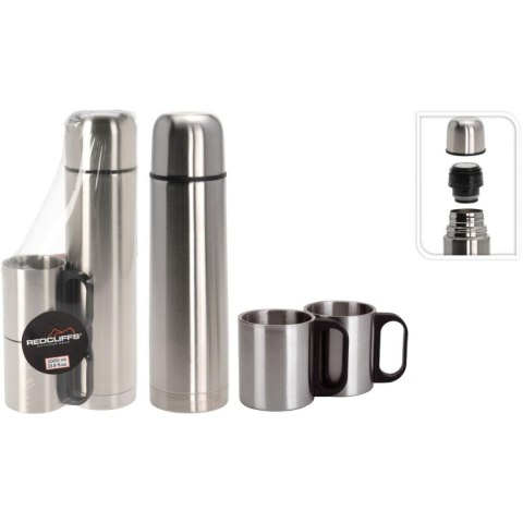 TERMOS TURYSTYCZNY 1000ML Z 2 KUBKAMI SREBRNY TERMOS TURYSTYCZNY 1000ML Z 2 KUBKAMI SREBRNY