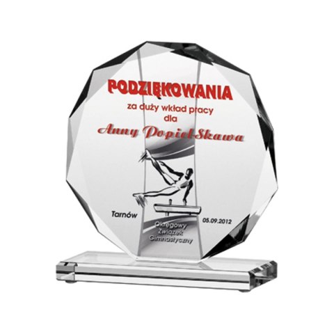 Trofeum szklane grawerowane + wypełnienie farbą Trofeum szklane grawerowane + wypełnienie farbą