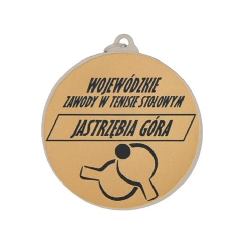Medal srebrny z miejscem na emblemat 50 mm - medal stalowy z grawerem na laminacie Medal srebrny z miejscem na emblemat 50 mm - medal stalowy z grawerem na laminacie