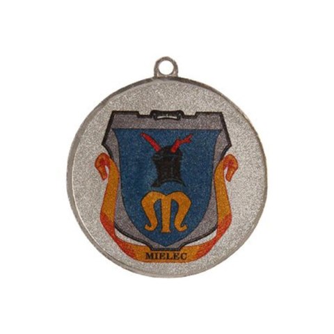 Medal srebrny z miejscem na emblemat 50 mm - medal stalowy z nadrukiem luxor jet Medal srebrny z miejscem na emblemat 50 mm - medal stalowy z nadrukiem luxor jet