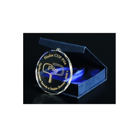 Medal szklany grawerowany z etui + wypełnienie farbą Medal szklany grawerowany z etui + wypełnienie farbą