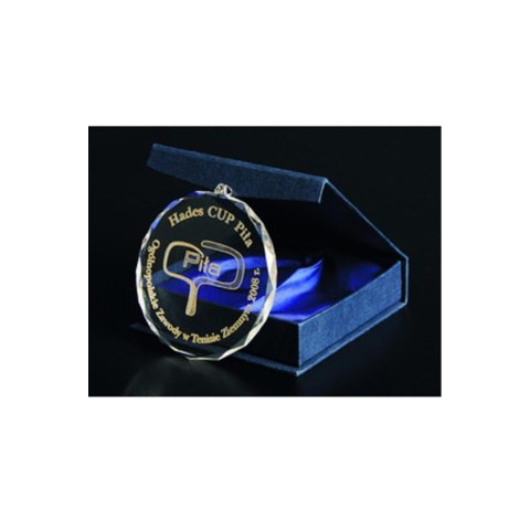 Medal szklany grawerowany z etui + wypełnienie farbą Medal szklany grawerowany z etui + wypełnienie farbą