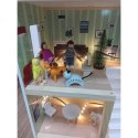 DOMEK DLA LALEK DREWNIANY LED 62x27x77CM + 3 LALKI + 2 ZWIERZĄTKA