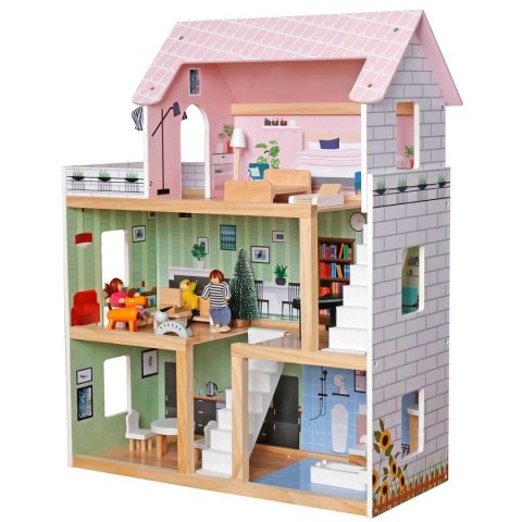DOMEK DLA LALEK DREWNIANY LED 62x27x77CM + 3 LALKI + 2 ZWIERZĄTKA DOMEK DLA LALEK DREWNIANY LED 62x27x77CM + 3 LALKI + 2 ZWIERZĄTKA