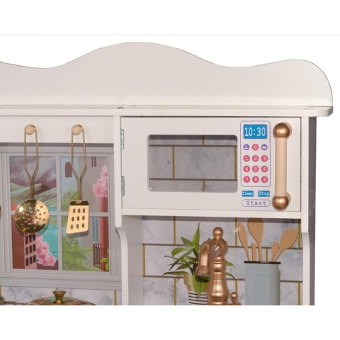 KUCHNIA DREWNIANA DLA DZIECI LAMPKA LED 60x30x88,5CM BIAŁO RÓŻOWA KUCHNIA DREWNIANA DLA DZIECI LAMPKA LED 60x30x88,5CM BIAŁO RÓŻOWA