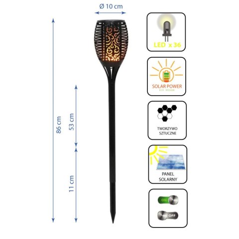 LAMPA SOLARNA POCHODNIA TAŃCZĄCE PŁOMYKI 10X10X79CM 36 LED LAMPA SOLARNA POCHODNIA TAŃCZĄCE PŁOMYKI 10X10X79CM 36 LED