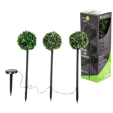 ZESTAW LAMP SOLARNYCH 3 KUL BUKSZPANOWYCH 27 LED ZESTAW LAMP SOLARNYCH 3 KUL BUKSZPANOWYCH 27 LED